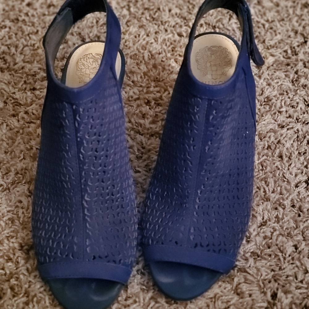 Vince Camuto Blue Open-Toe Open-Heel Bootie